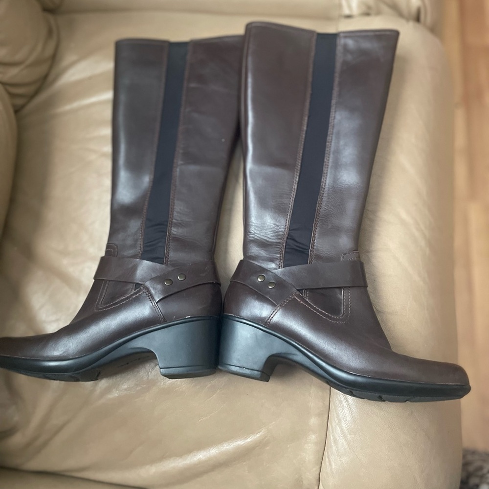 Clarks- Dark Brown Heeled Boots- NWOT